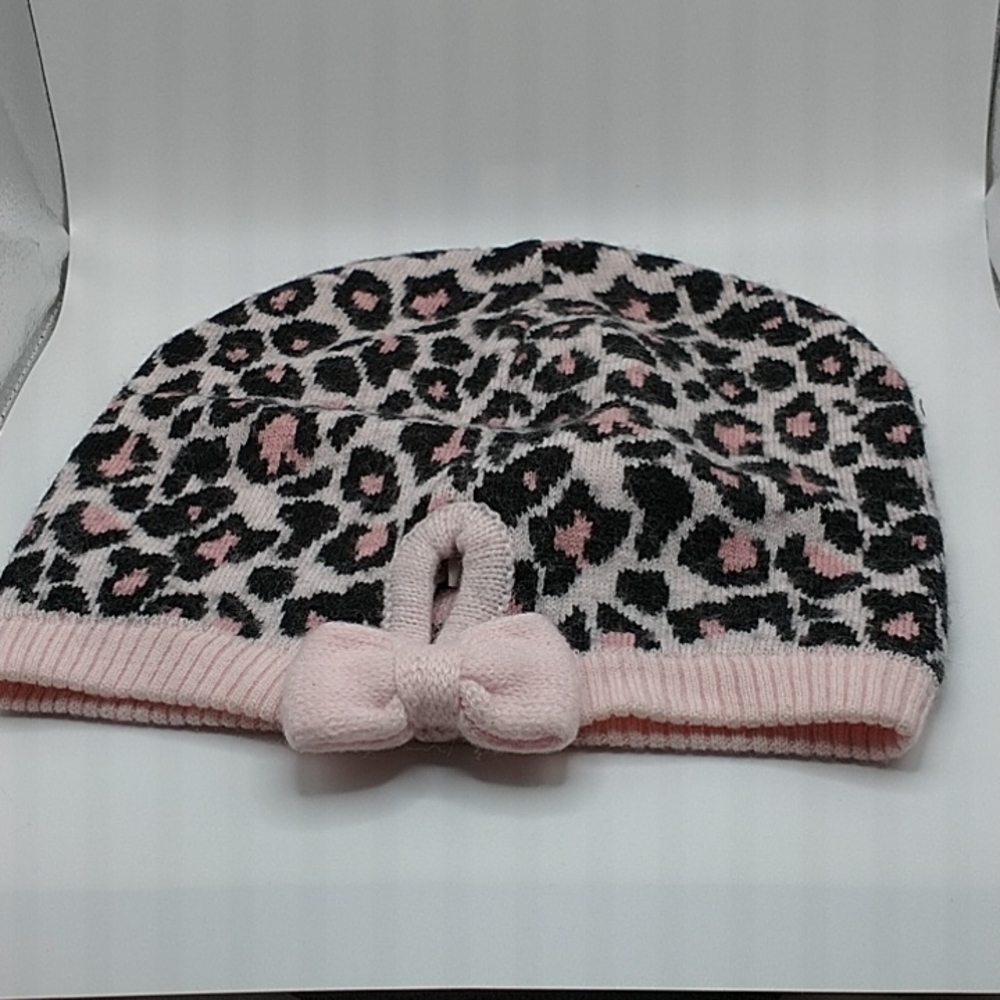 Kate Spade New York Hats Cheetah Pink Bow Ponytail Hat Cap Beanie - Picture 2 of 6